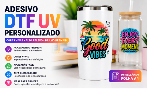 Adesivo DTF UV Personalizado Premium A4