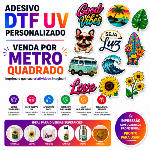 Adesivo DTF UV Personalizado por metro Quadrado
